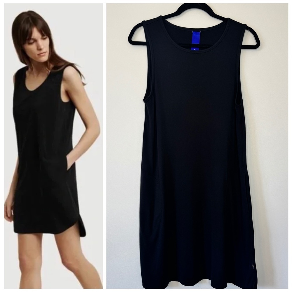 Kit and Ace Union Shift Black Dress Stretch Jersey Knit Wool Blend Pockets Sz M